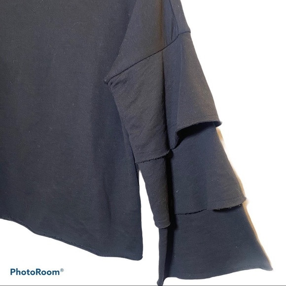 JUICY COUTURE BLACK LABEL Cropped Tiered Sleeve Cotton Sweatshirt, Size XS - Picture 4 of 5